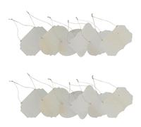 18 Pcs Plaque en Bois Rectangulaire Suspendue avec Corde, Lot | Surface Brute, Veinage Visible, Trous Prépercés, pour Collage, Finition Dorée et Ornementation