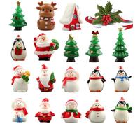 18 Pièces Ornements Miniatures de Noël, Résine Noël Miniature Figurines, Mini Père Noël Bonhomme de Neige Renne Jingle Bell Figurine Ornements pour Bricolage Fée Jardin Décoration de Maison de Poupée