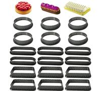 18 PièCes Perforées Moule Tartelette, Forme Ronde Mousse Cercle Anneau Moules à Gâteaux Ronds et Ovales Cercle a Patisserie pour Une Cuisson Décoration de Gâteau Facile