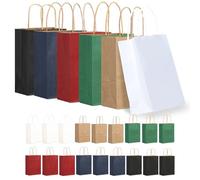 18 Pièces Pochette Cadeau, shallyong Sac Cadeau Anniversaire, Sac Kraft, pour Les Fêtes de Noël, Mariages, Anniversaires, Célébrations, Bonbons, DIY, Petit Sac Cadeau 15 * 8 * 21CM (Couleur foncée)