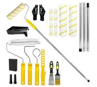 18 Pièces Rouleau Kit, Set De Rouleaux De Peinture, Kit Peinture Mur, Rouleaux Et Plateaux De Peinture, Gants, Brosse, Pelle, Set De Rouleaux De Peinture Avec Rallonge Pour Peindre Et Rénover Les Murs