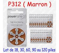 18 piles auditives : MARRON P312 ( = 3 blisters )