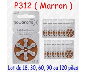 18 piles auditives : MARRON P312 ( = 3 blisters )