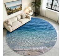 180 cm Tapis Rond Poils Courts Lavable en Machine Photographie Océan | Carpet Super doux Avocat Souriant Fond Pois Pour salon, chambre, salle à manger, chambre d’enfant, coin lecture