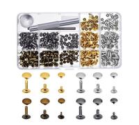 180 Ensemble 3 Tailles En Cuir Rivets Simple Capuchon Rivet Tubulaire En Métal Goujons Avec 3 Pièces Outil De Fixation Pour Artisanat Cuir Bricolage Rivets R