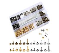 180 ensembles de rivets en cuir rivets à double capuchon en 3 tailles, goujons métalliques tubulaires , outil de fixation 3 pièces, réparation ou décoration de rivets artisanaux, 4 couleurs