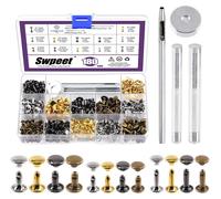 180 jeux de rivets en cuir, à double douille, de 8 mm, 10 mm et 12 mm, avec outil de fixation