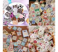 180 Pack Stickers série de fleurs et motifs, 4 boîtes Autocollant vintage, Stickers Motifs pour Scrapbooking, Ordinateur Portable, Agenda album photo DIY décoration