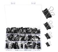 180 Pcs Pince Papier Clips Métal, Pinces à Documents Bulldog, Pinces Pliantes en Métal, Pince a Dessin pour Fournitures Bureau Papeterie Maison Papier à Lettre, 15/19/25/32mm
