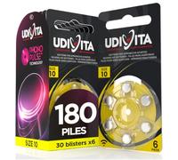 180 Piles Auditives Udivita Taille 10. - 30 Blisters de 6 Piles