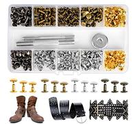 180 Sets Rivets Tubulaires en Métal, Rivet a Frapper Set de Réparation, Rivet Cuir Vêtements, Rivet Couture Perforés, Rivets pour Cuir, Rivets pour Sac à Main et Ceinture, 3 Tailles 12mm 8mm 6mm