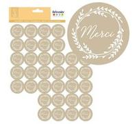180 stickers kraft Merci Ø 3,5 cm - Artemio Marron G