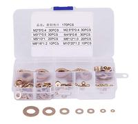 180pcs 8 Taille Coffret Assortiment de Rondelles Plates en laiton, Kit Rondelles Plates M2 / M2.5 / M3 / M4 / M5 / M6 / M8 / M10