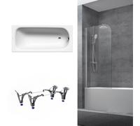 180x80 cm Ensemble baignoire Saniform universelle + Pare baignoire pivotant chrome + pieds ( KW3751-SETP1)