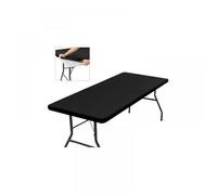 (183x76cm)Nappe Rectangulaire de Table Ajustée Noire , Extensible, Avec Élastique, Lavable en Machine, Repelente au l'eau et Idéale