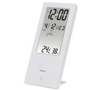Hama Thermomètre numérique et hygromètre intérieur 2 en 1 (Thermo-hygromètre, Mesure la température ambiante et l'humidité, avec indicateur météo, écran Transparent, Affichage numérique, réveil,