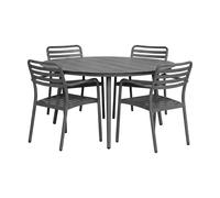 1898 Table à manger Marsala Ø140 cm + fauteuil Messina 4 pièces. anthracite