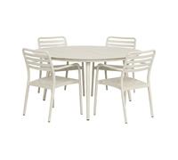 1898 Table à manger Marsala Ø140 cm + fauteuil Messina 4 pièces. blanc cassé