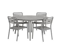 1898 Table à manger Marsala Ø140 cm + fauteuil Messina 4 pièces. taupe