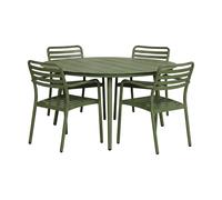 1898 Table à manger Marsala Ø140 cm + fauteuil Messina 4 pièces. vert mousse