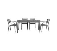 1898 Table à manger Marsala 152x90 cm + fauteuil Messina 4 pièces. anthracite