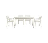 1898 Table à manger Marsala 152x90 cm + fauteuil Messina 4 pièces. blanc cassé