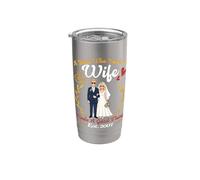 18ème anniversaire de mariage Est 2008 Man Finds Wife Good Thing Gobelet isotherme en acier inoxydable double paroi