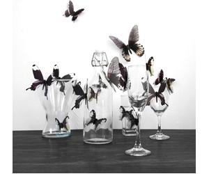 18pcs Papillon 3D transparent autocollant mural PVC style européen américain couleur pâte décorative - jaune
