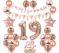19 ans anniversaire décoration fille, bannière or rose 19 ans anniversaire guirlande 19 ans anniversaire fille ballons 19 ans anniversaire décoration gâteau 19 ans anniversaire 19 ans fille ballon