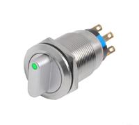 19 mm Interrupteur à bouton rotatif autobloquant 3 positions 2NO2NC en acier inoxydable étanche IP66 Affichage LED 12-24 V 5 A pour machine CNC, bateau industriel (vert)