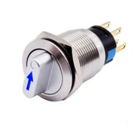 19 mm Interrupteur rotatif autobloquant 3 positions 2NO2NC en acier inoxydable IP66 IK09 avec affichage LED 110-220 V 5 A étanche pour machine CNC, appareils industriels, construction navale (blanc)
