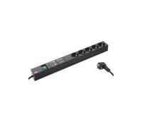 19-multiprise üss u. netzfilter, - 5-fach, alu, noir, schuko, 2 m, 1he, avec schaltermit parafoudre 6,5 ka, netz- et f