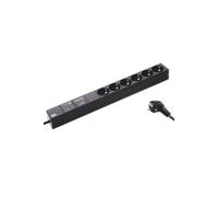 19-multiprise üss u. netzfilter, - 6-fach, alu, noir, schuko, 2 m, 1he, sans schalter, avec parafoudre 6,5 ka, netz- e