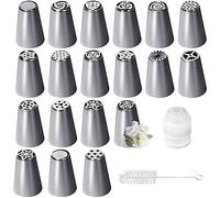 19 Pcs Douilles à Pâtisserie Russes, Pétale Douille Patisserie En Inox, Douilles Buses Russe Fleur à Gâteaux, Douille Patisserie Professionnelle, Douilles à Glaçage Pour Décoration De Gâteau Et Crème