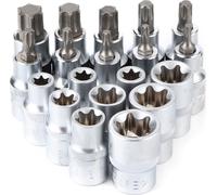 19 pièces/kit 1/2in Stick Stern Hex Socket Bit Kit E Type Mâle Femelle Outil de réparation automobile