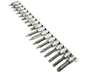 19 x embouts de tournevis TORX LONGS + COURTS Profil en T 1/2" T20-60 sur barrette