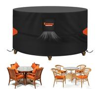 Ø190x80cm Housse de Protection Table Ronde de Jardin, Tissu Oxford 520D | Bache Table Jardin Ronde Imperméable, Résistante Et Durable, Housse Transparente Pour Table, Mobilier En Rotin, Coupe-Vent