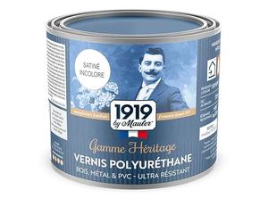 1919 BY MAULER - Vernis Polyuréthane pour bois, métal et PVC - Satiné Incolore - 0,5L - Lavable, anti-tache et rayure - Alkyde Uréthane Haut extrait sec