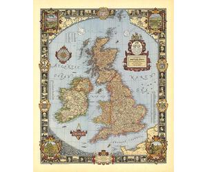 1937 Une carte moderne des îles britanniques pour les pèlerins