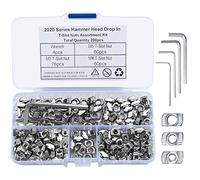 196 Pièces Écrous en T, M3 M4 M5 T-fente Écrou de Tête de Marteau | Écrou de Tête de Marteau, Écrou à T Rainure Kit, Écrou de Fixation pour Profil Aluminium Menuiserie