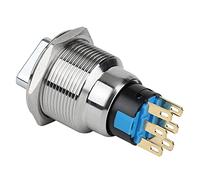 19mm 5A Interrupteur Etanche, Bouton-Poussoir de Verrouillage Étanche Inverseur Commutateur Rotatif IP67 étanche6 Broches 3 Niveaux 2 No/2 Nc Normalement Interrupteur De Sélection Rond