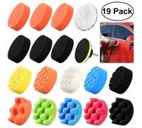 19Pcs 3Pouces Éponge Polissage Tampons Ensemble de Kit avec M10 Adaptateur de Forage pour Polisseuse de Voiture
