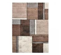 1A2T - Tapis Salon 140x140cm Tapis Beige Motif Graphique, Tapis de Forme Carré, 1445