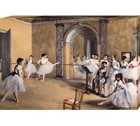 1art1 Edgar Degas Poster Impression sur Toile Le Foyer De La Danse A L'Opéra De La Rue Le Peletier, 1872 Affiche Murale XXL Encadrée | Tendue sur Cadre en Bois | Tableau 120x80 cm