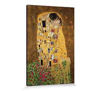 1art1 Gustav Klimt Poster Impression sur Toile Le Baiser II Affiche Murale XXL Encadrée | Tendue sur Cadre en Bois | Tableau 120x80 cm