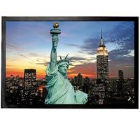 1art1 New York Statue De La Liberté Et Skyline Au Coucher De Soleil Paillasson Essuie-Pieds 60x40 cm