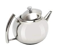 1L/1.5L/2L Poli Théière En Acier Inoxydable Théière Café avec Infuseur Filtre Feuille De Thé, Argent, 2.0L