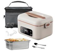 1L Gamelle Chauffante avec Batterie,Boîte à lunch électrique sans fil pour adultes, 16000mAh Rechargeable Gamelle Chauffante, Lunch Box Chauffante avec Minuterie pour Voyage,Bureau,pique-nique (white)