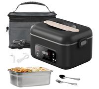 1L Gamelle Chauffante avec Batterie,Boîte à lunch électrique sans fil pour adultes, 16000mAh Rechargeable Gamelle Chauffante, Lunch Box Chauffante avec Minuterie pour Voyage,Bureau,pique-nique (black)