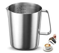 1L Pichet Lait en Acier Inoxydable, Pichet Inox avec Mesure Mark et Poignée | Compatible Lave-Vaisselle, Pot a Lait Robuste pour Cafetière, Pâtisserie et Moussage du Lait (1000ml, Argent)